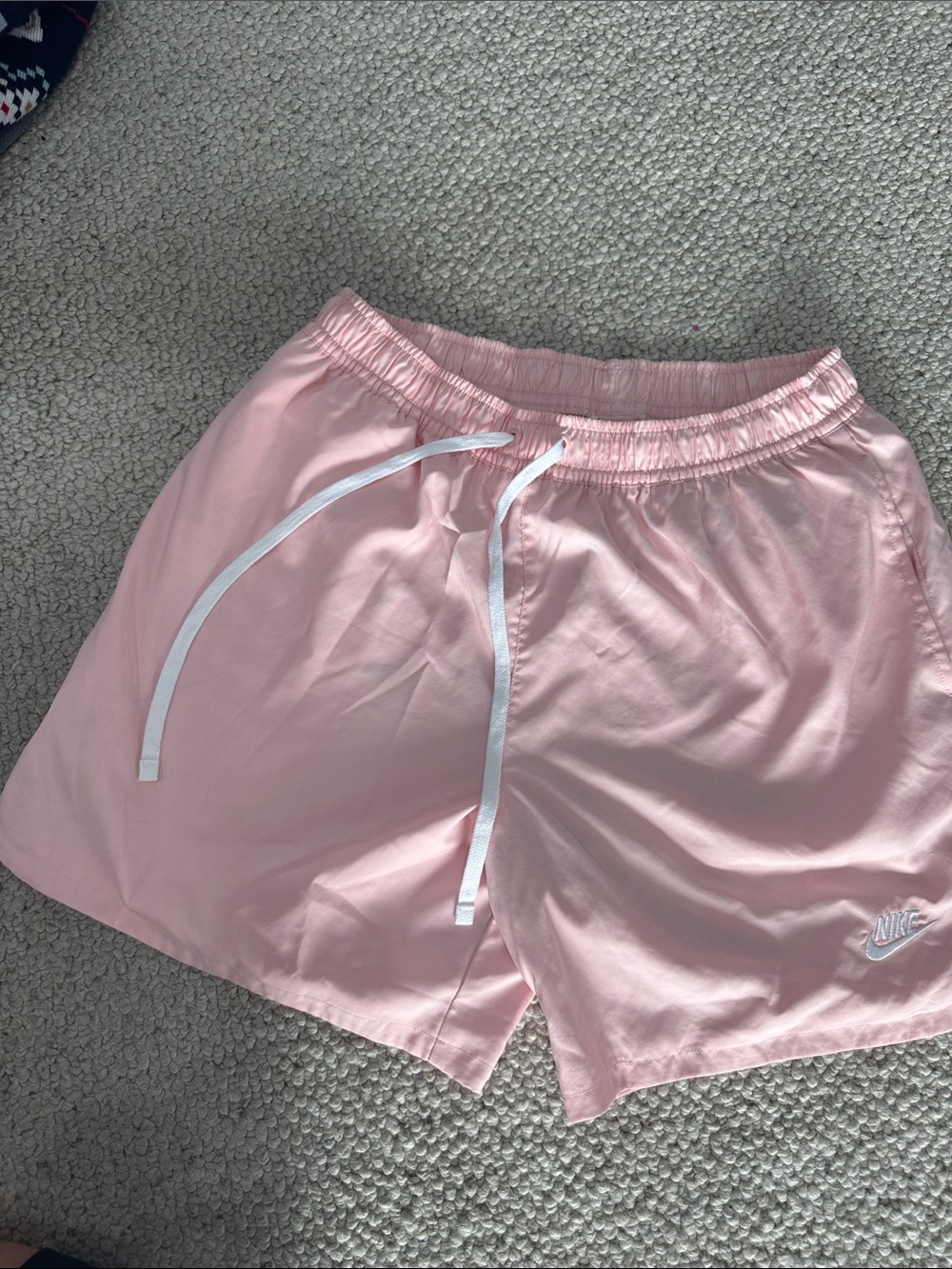 Nike Light Pink Athletic Shorts with White Drawstring
